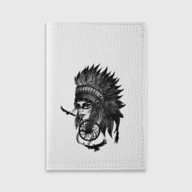 Обложка для паспорта матовая кожа с принтом Вождь индейцев в Кировске, натуральная матовая кожа | размер 19,3 х 13,7 см; прозрачные пластиковые крепления | боец | вождь | воин | девушка | девушка воин | индеец | индейцы | кино | рисунок | скетч | тату | фильм | эскиз