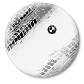 Значок с принтом BMW ПРОТЕКТОР ШИН в Кировске,  металл | круглая форма, металлическая застежка в виде булавки | bmw | tegunvteg | авто | автомобиль | бмв | логотип | марка | машина | модель | протектор | следы | шины