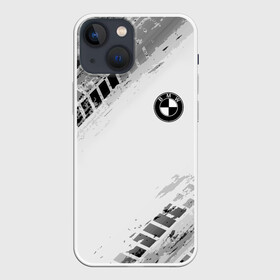Чехол для iPhone 13 mini с принтом BMW ПРОТЕКТОР ШИН в Кировске,  |  | bmw | tegunvteg | авто | автомобиль | бмв | логотип | марка | машина | модель | протектор | следы | шины