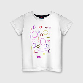 Детская футболка хлопок с принтом Геометрия в Кировске, 100% хлопок | круглый вырез горловины, полуприлегающий силуэт, длина до линии бедер | геометрия | зеленый | красный | круг | овал | розовый | синий