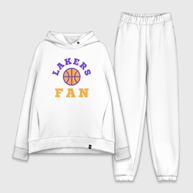 Женский костюм хлопок Oversize с принтом Lakers Fan в Кировске,  |  | basketball | bryant | game | james | kobe | lakers | lebron | los angeles | nba | sport | streetball | баскетбол | баскетболист | брайант | джеймс | игра | игрок | коби | леброн | лейкерс | лос анджелес | мяч | нба | спорт | стритбол