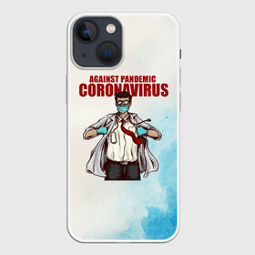 Чехол для iPhone 13 mini с принтом Coronavirus в Кировске,  |  | corona | covid | doc | doctor | virus | арт | вирус | врач | графика | доктор | ковид | коронавирус