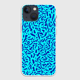 Чехол для iPhone 13 mini с принтом Неоновые синие узоры в Кировске,  |  | abstract | blue | neon | sea | абстракционизм | абстракция | африканские | вода | волны | голубые узоры | камуфляж | лагуна | линии | мелкий узор | мемфис | море | морское | неоновый | орнамент | пятна | пятнистый