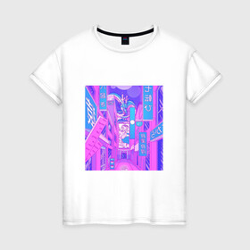 Женская футболка хлопок с принтом город в Кировске, 100% хлопок | прямой крой, круглый вырез горловины, длина до линии бедер, слегка спущенное плечо | citi | indie kid | город | инди кид | ночь
