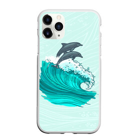 Чехол для iPhone 11 Pro Max матовый с принтом Два дельфина в Кировске, Силикон |  | Тематика изображения на принте: dolphin | волна | два дельфина | дельфин | дельфины | море | морские | на голубом | с дельфином