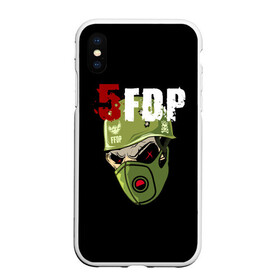 Чехол для iPhone XS Max матовый с принтом FFDP (череп в каске и маске) в Кировске, Силикон | Область печати: задняя сторона чехла, без боковых панелей | 5fdp | ffdp | five finger death punch | skull | маска | череп