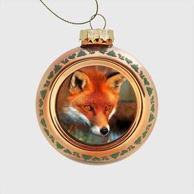 Стеклянный ёлочный шар с принтом Лисица охотница в Кировске, Стекло | Диаметр: 80 мм | fox | foxy | животное | звери | лиса | лисенок | лисичка | милая | рыжая | фокс