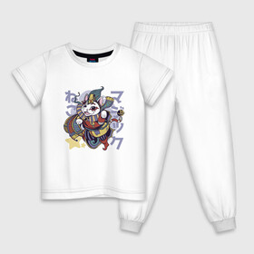 Детская пижама хлопок с принтом Аниме кот Арлекин в Кировске, 100% хлопок |  брюки и футболка прямого кроя, без карманов, на брюках мягкая резинка на поясе и по низу штанин
 | anime | art | cat | clown | cute | folklore | harlequin | japan | japanese | kanji | kawaii | kitten | kitty | manga | арт | в японском стиле | кандзи | клоун | котёнок | манга | милота | средневековый кот | фольклор | шут | японские буквы | яп