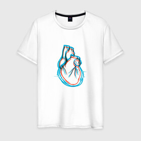 Мужская футболка хлопок с принтом 3D эффект | Биение сердца в Кировске, 100% хлопок | прямой крой, круглый вырез горловины, длина до линии бедер, слегка спущенное плечо. | 3д | anaglyph | art | blue | cardio | focus | heart | heartbeat | love | real heart | red | анаглиф | арт | глитч | глич | иллюстрация | кардио | кардиограмма | клапаны | красный | любовь | настоящее сердце | рисунок | сердце | синий