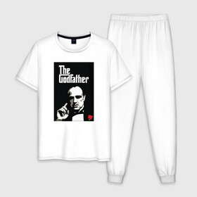 Мужская пижама хлопок с принтом Вито Корлеоне в Кировске, 100% хлопок | брюки и футболка прямого кроя, без карманов, на брюках мягкая резинка на поясе и по низу штанин
 | godfather | кино | крестный отец | фильм