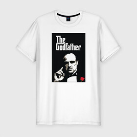 Мужская футболка хлопок Slim с принтом Вито Корлеоне в Кировске, 92% хлопок, 8% лайкра | приталенный силуэт, круглый вырез ворота, длина до линии бедра, короткий рукав | godfather | кино | крестный отец | фильм