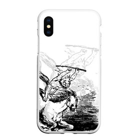 Чехол для iPhone XS Max матовый с принтом A demon on a horse в Кировске, Силикон | Область печати: задняя сторона чехла, без боковых панелей | винтаж | демон | дьявол | конь | лошадь | монстр | старый