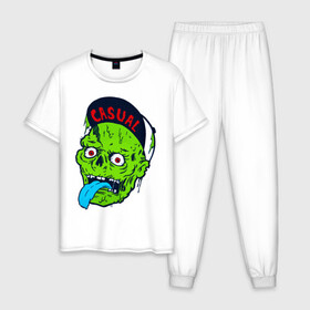 Мужская пижама хлопок с принтом Zombie casual в Кировске, 100% хлопок | брюки и футболка прямого кроя, без карманов, на брюках мягкая резинка на поясе и по низу штанин
 | bmx | зомби | скейтер | урбан