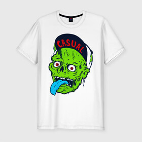 Мужская футболка хлопок Slim с принтом Zombie casual в Кировске, 92% хлопок, 8% лайкра | приталенный силуэт, круглый вырез ворота, длина до линии бедра, короткий рукав | bmx | зомби | скейтер | урбан