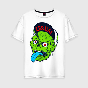 Женская футболка хлопок Oversize с принтом Zombie casual в Кировске, 100% хлопок | свободный крой, круглый ворот, спущенный рукав, длина до линии бедер
 | bmx | зомби | скейтер | урбан