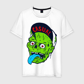 Мужская футболка хлопок с принтом Zombie casual в Кировске, 100% хлопок | прямой крой, круглый вырез горловины, длина до линии бедер, слегка спущенное плечо. | Тематика изображения на принте: bmx | зомби | скейтер | урбан