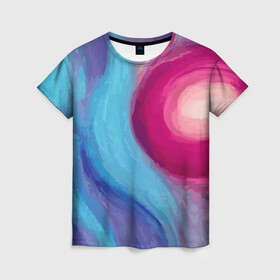 Женская футболка 3D с принтом Волна в Кировске, 100% полиэфир ( синтетическое хлопкоподобное полотно) | прямой крой, круглый вырез горловины, длина до линии бедер | абстракция | движение | картина | цвет
