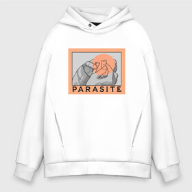 Мужское худи Oversize хлопок с принтом Parasite в Кировске, френч-терри — 70% хлопок, 30% полиэстер. Мягкий теплый начес внутри —100% хлопок | боковые карманы, эластичные манжеты и нижняя кромка, капюшон на магнитной кнопке | Тематика изображения на принте: bong joon ho | korea | parasite | актер | драма | канны | кино | комедия | корея | оскар | паразиты | пон чжун хо | режиссер | семья | триллер