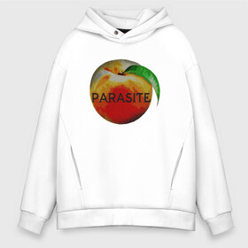 Мужское худи Oversize хлопок с принтом Parasite Peach в Кировске, френч-терри — 70% хлопок, 30% полиэстер. Мягкий теплый начес внутри —100% хлопок | боковые карманы, эластичные манжеты и нижняя кромка, капюшон на магнитной кнопке | Тематика изображения на принте: bong joon ho | korea | parasite | актер | драма | канны | кино | комедия | корея | оскар | паразиты | пон чжун хо | режиссер | семья | триллер