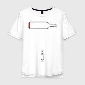Мужская футболка хлопок Oversize с принтом Требуется подзарядка! в Кировске, 100% хлопок | свободный крой, круглый ворот, “спинка” длиннее передней части | бутылка | вино | зарядка | разряд