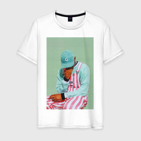 Мужская футболка хлопок с принтом Tyler The Creator в Кировске, 100% хлопок | прямой крой, круглый вырез горловины, длина до линии бедер, слегка спущенное плечо. | golf | рэп | тайлер | хип хоп
