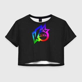 Женская футболка Crop-top 3D с принтом Knockout city. Rainbow logo в Кировске, 100% полиэстер | круглая горловина, длина футболки до линии талии, рукава с отворотами | a | arts | ball | box | city | dodgeball | e | electronic | game | gradient | knockout | logo | nintendo | playstation | rainbow | switch | technologies | x | а | артс | вышибалы | город | градиент | е | игра | лого | логотип | мяч | нокаут | 