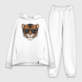 Женский костюм хлопок Oversize с принтом Блейз в очках в Кировске,  |  | tiger | блейз | большая кошка | дикая кошка | иллюстрация | стикер