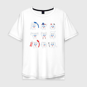 Мужская футболка хлопок Oversize с принтом Зубная профилактика в Кировске, 100% хлопок | свободный крой, круглый ворот, “спинка” длиннее передней части | дантист | зубы | иллюстрация | лечение | стикеры
