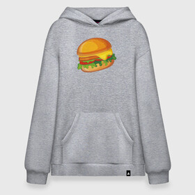 Худи SuperOversize хлопок с принтом My Burger в Кировске, 70% хлопок, 30% полиэстер, мягкий начес внутри | карман-кенгуру, эластичная резинка на манжетах и по нижней кромке, двухслойный капюшон
 | cheeseburger | бургер | вредная еда | гамбургер | иллюстрация