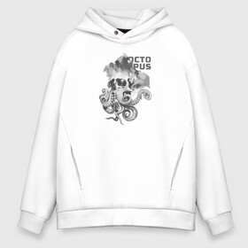 Мужское худи Oversize хлопок с принтом OCTOPUS SKULL в Кировске, френч-терри — 70% хлопок, 30% полиэстер. Мягкий теплый начес внутри —100% хлопок | боковые карманы, эластичные манжеты и нижняя кромка, капюшон на магнитной кнопке | монстр | морской | осьминог | пират | скелет | тату | татуировка | череп | щупальцы