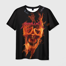Мужская футболка 3D с принтом Metallica Flame в Кировске, 100% полиэфир | прямой крой, круглый вырез горловины, длина до линии бедер | Тематика изображения на принте: american | james hetfield | kirk hammett | metal band | metallica | music | mystic | rock | американская | джеймс хетфилд | металлика | музыка | рок | скилет | череп