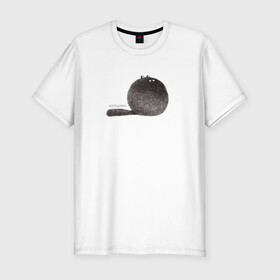 Мужская футболка хлопок Slim с принтом Котошарик в Кировске, 92% хлопок, 8% лайкра | приталенный силуэт, круглый вырез ворота, длина до линии бедра, короткий рукав | кот | котенок | котошар | пушистик | пушистый | шар | шарик