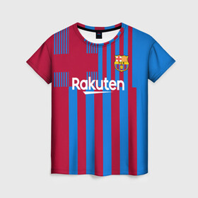Женская футболка 3D с принтом Месси Барселона 2021/2022 в Кировске, 100% полиэфир ( синтетическое хлопкоподобное полотно) | прямой крой, круглый вырез горловины, длина до линии бедер | 2021 | 2022 | barcelona | leo | messi | барселона | барселоны | лео | леонель | лионель | меси | месси | новая | форма | футбол | футбольная