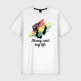 Мужская футболка хлопок Slim с принтом Bob Marley в Кировске, 92% хлопок, 8% лайкра | приталенный силуэт, круглый вырез ворота, длина до линии бедра, короткий рукав | Тематика изображения на принте: bob marley | reggae | боб марли | регги