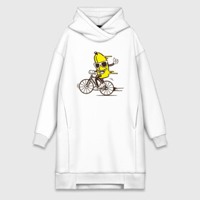 Платье-худи хлопок с принтом Банан на велосипеде в Кировске,  |  | байк | банан | бананчик | велик | велосипед | живой банан | спорт