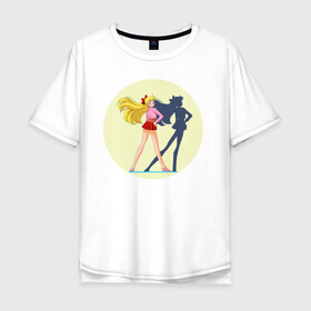 Мужская футболка хлопок Oversize с принтом Сейлор Мун в Кировске, 100% хлопок | свободный крой, круглый ворот, “спинка” длиннее передней части | japan | воительница | волшебница | девушка | школьница