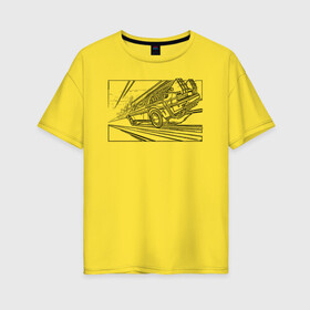 Женская футболка хлопок Oversize с принтом Dl в Кировске, 100% хлопок | свободный крой, круглый ворот, спущенный рукав, длина до линии бедер
 | автомобиль | делориан | машина | скорость | черно белый