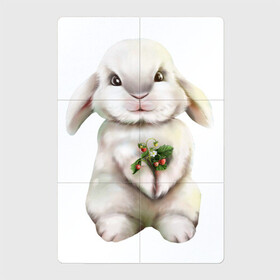 Магнитный плакат 2Х3 с принтом Лето в Кировске, Полимерный материал с магнитным слоем | 6 деталей размером 9*9 см | зайчик | зайчонок | заяц | земляника | клубника | кролик | лето | ягоды