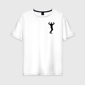 Женская футболка хлопок Oversize с принтом Спорт в Кировске, 100% хлопок | свободный крой, круглый ворот, спущенный рукав, длина до линии бедер
 | гири | мышцы | силуэт | спортсмен | тяжесть