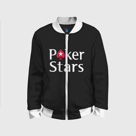 Детский бомбер 3D с принтом Poker Stars в Кировске, 100% полиэстер | застегивается на молнию, по бокам два кармана без застежек, мягкие манжеты, по низу бомбера и на воротнике — эластичная резинка | Тематика изображения на принте: 777 | cards | casino | chips | flash | fortune | game | joker | luck | omaha | poker | roulette | straight | texas holdem | tournament | азарт | джокер | игра | казино | карты | омаха | покер | рулетка | стрит | техасский холдэм | турнир | удача | фишки |