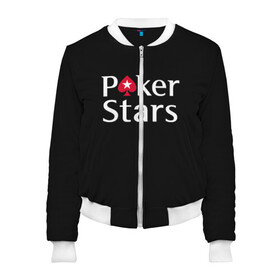 Женский бомбер 3D с принтом Poker Stars в Кировске, 100% полиэстер | застегивается на молнию, по бокам два кармана без застежек, мягкие манжеты, по низу бомбера и на воротнике — эластичная резинка | 777 | cards | casino | chips | flash | fortune | game | joker | luck | omaha | poker | roulette | straight | texas holdem | tournament | азарт | джокер | игра | казино | карты | омаха | покер | рулетка | стрит | техасский холдэм | турнир | удача | фишки |