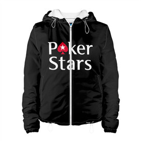 Женская куртка 3D с принтом Poker Stars в Кировске, ткань верха — 100% полиэстер, подклад — флис | прямой крой, подол и капюшон оформлены резинкой с фиксаторами, два кармана без застежек по бокам, один большой потайной карман на груди. Карман на груди застегивается на липучку | Тематика изображения на принте: 777 | cards | casino | chips | flash | fortune | game | joker | luck | omaha | poker | roulette | straight | texas holdem | tournament | азарт | джокер | игра | казино | карты | омаха | покер | рулетка | стрит | техасский холдэм | турнир | удача | фишки |