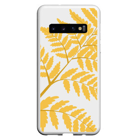 Чехол для Samsung Galaxy S10 с принтом Жёлтый папоротник в Кировске, Силикон | Область печати: задняя сторона чехла, без боковых панелей | ветка | желтый | лес | листик | папоротник | природа | растение
