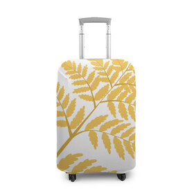 Чехол для чемодана 3D с принтом Жёлтый папоротник в Кировске, 86% полиэфир, 14% спандекс | двустороннее нанесение принта, прорези для ручек и колес | ветка | желтый | лес | листик | папоротник | природа | растение