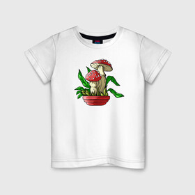 Детская футболка хлопок с принтом Мой гриб в Кировске, 100% хлопок | круглый вырез горловины, полуприлегающий силуэт, длина до линии бедер | Тематика изображения на принте: art | горшок | гриб | иллюстрация | мухомор
