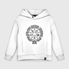 Детское худи Oversize хлопок с принтом Hellsing Pentagram в Кировске, френч-терри — 70% хлопок, 30% полиэстер. Мягкий теплый начес внутри —100% хлопок | боковые карманы, эластичные манжеты и нижняя кромка, капюшон на магнитной кнопке | Тематика изображения на принте: anime | hellsing | ад | аниме | вампир | демон | демоны | дьявол | крутой подарок | пентаграмма | хелсинг