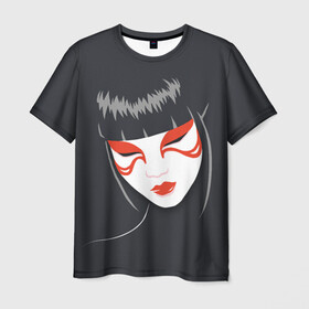 Мужская футболка 3D с принтом Японка в Кировске, 100% полиэфир | прямой крой, круглый вырез горловины, длина до линии бедер | девушка | лицо | портрет | философия | япония | японка