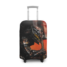 Чехол для чемодана 3D с принтом БЕРСЕРК оранжевый в Кировске, 86% полиэфир, 14% спандекс | двустороннее нанесение принта, прорези для ручек и колес | anime | berserk | аниме | берсерк | бесерк | гатс | манга | мультфильм