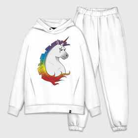 Мужской костюм хлопок OVERSIZE с принтом Единорог в Кировске,  |  | angry unicorn | harsh unicorn | rainbow unicorn | unicorn | единорог | злой единорог | радужный единорог | суровый единорог