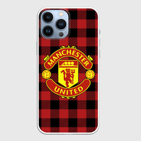 Чехол для iPhone 13 Pro Max с принтом Манчестер Юнайтед фон в клетку в Кировске,  |  | football | manchester | manchester united | soccer | united | лига чемпионов | манчестер | манчестер юнайтед | ретро | рубашка | фон в клетку | фон клетка | форма | формы | футбол | юнайтед